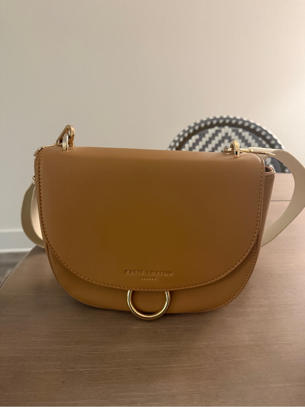 Katie Loxton Tan Saddle Crossbody Bag with Gold Ring